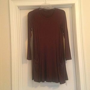 Brown Front Pocket Dress